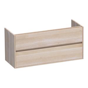 Saniclass Nexxt Wastafelonderkast - 120x46x55cm - 2 greeploze softclose lades - 1 sifonuitsparing - hout - white oak OK-MEN1201WO