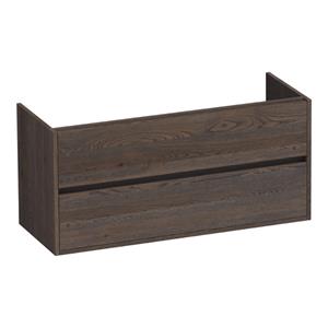 Saniclass Nexxt Wastafelonderkast - 120x46x55cm - 2 greeploze softclose lades - 2 sifonuitsparingen - hout - black oak OK-MEN1202BO