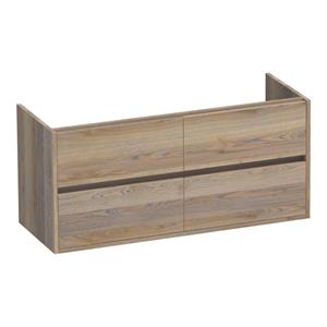 Saniclass Nexxt Wastafelonderkast - 120x46x55cm - 4 greeploze softclose lades - 2 sifonuitsparingen - hout - Vintage oak 1074VOG