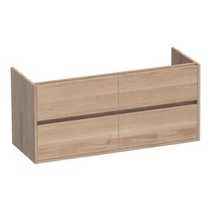 Saniclass Nexxt Wastafelonderkast - 120x46x55cm - 4 greeploze softclose lades - 2 sifonuitsparingen - hout - Smoked oak 1074SOG