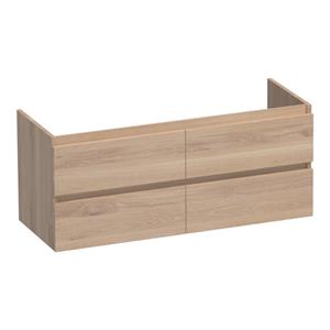 Saniclass Solution Wastafelonderkast - 120x39x50cm - 4 softclose greeploze lades - 2 sifonuitsparing - hout - Smoked oak OK-MES1204SO