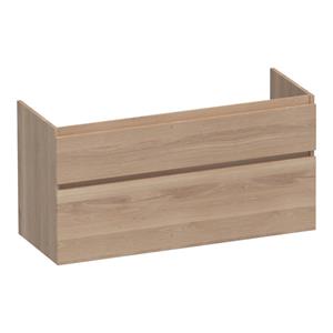 Saniclass Advance Wastafelonderkast - 120x46x60cm - 2 softclose greeploze lades - 2 sifonuitsparingen - en doorlopende lamellen - geborsteld hout - Smoked oak OK-MEA120-2SO