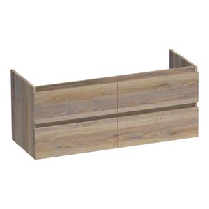 Saniclass Solution Wastafelonderkast - 120x39x50cm - 4 softclose greeploze lades - 2 sifonuitsparing - hout - Vintage oak OK-MES1204VO