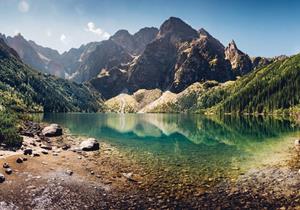 Wallarena Fototapete »Berge See Landschaft Vlies Tapete Wohnzimmer Schlafzimmer Wandtapete«, Glatt, Natur, Vliestapete inklusive Kleister