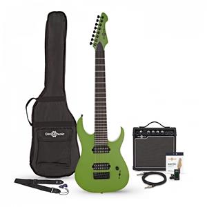 Gear4Music Harlem S 8-String Electric Guitar + 15W Amp Pack Slime Green