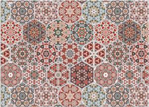 Matches21 HOME & HOBBY Fußmatte Fußmatte Kacheln Mosaik Marokko rot grün 50x70 cm, , rechteckig, Höhe: 5 mm