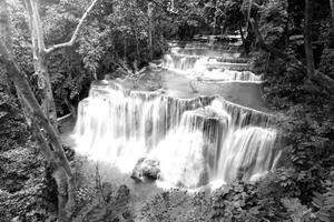 Papermoon Fototapete Wasserfall im Wald Schwarz & Weiß, Vliestapete, hochwertiger Digitaldruck, inklusive Kleister