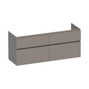 Saniclass Advance Wastafelonderkast - 140x46x60cm - 4 softclose greeploze lades - 2 sifonuitsparingen - en MDF mat taupe OK-AD140MT