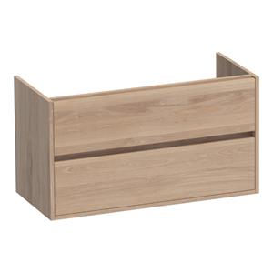 Saniclass Nexxt Wastafelonderkast - 100x46x55cm - 2 greeploze softclose lades - 1 sifonuitsparing - hout - Smoked oak 1073SOG