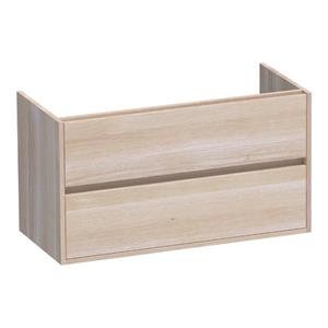 Saniclass Nexxt Wastafelonderkast - 100x46x55cm - 2 greeploze softclose lades - 1 sifonuitsparing - hout - white oak 1073WOG