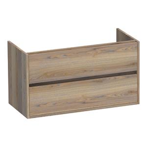 Saniclass Nexxt Wastafelonderkast - 100x46x55cm - 2 greeploze softclose lades - 1 sifonuitsparing - hout - Vintage oak 1073VOG