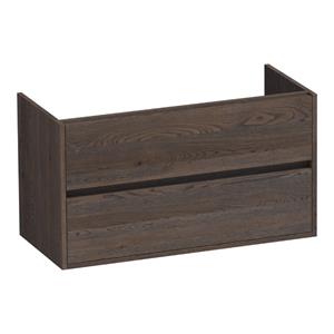 Saniclass Nexxt Wastafelonderkast - 100x46x55cm - 2 greeploze softclose lades - 1 sifonuitsparing - hout - black oak 1073BOG