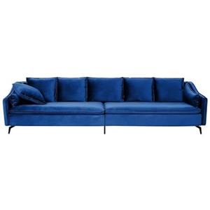 beliani 4-Sitzer Sofa Samt blau mit mehreren Kissen Wohnlandschaft Modern Glamourös Aure - Blau