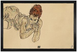 1art1 Fußmatte Egon Schiele - Liegende Frau, Zeichnung, 1917, , Höhe: 5 mm