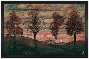 1art1 Fußmatte Egon Schiele - Vier Bäume, Kastanienallee im Herbst, 1917, , Höhe: 5 mm