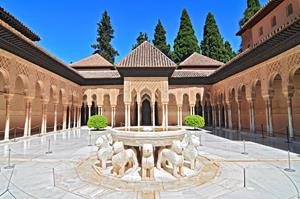 Papermoon Fototapete "ARCHITEKTUR-PATIO DES LÖWES PALAST ALHAMBRA BOGEN HOF"