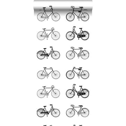 Esta Home ESTAhome behang fietsen wit en zwart - 138523 - 53 cm x 10,05 m