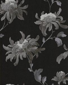 Boutique Vliestapete Blumen, (1 St), Schwarz / Silber - 10m x 52cm