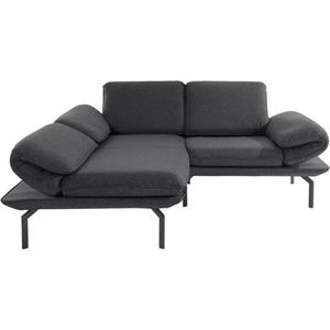 DOMO collection Ecksofa New York, wahlweise mit Arm- und Rückenfunktion, mit Winkelfuß aus Metall