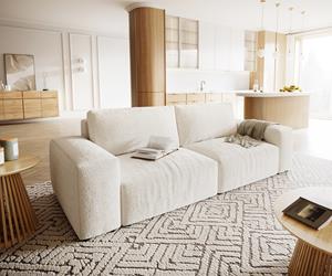 DELIFE Big-Sofa Lanzo XL 270x130 cm Bouclee Creme-Weiß