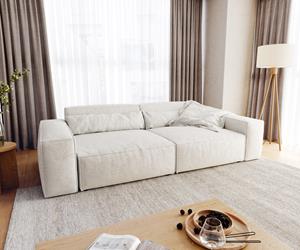 DELIFE Big-Sofa Sirpio XL 270x130 cm Bouclee Creme-Weiß