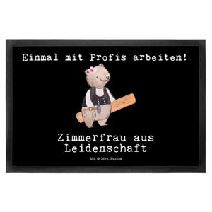 Mr. & Mrs. Panda Fußmatte Zimmerfrau aus Leidenschaft - Schwarz - Geschenk, Mitarbeiter, Beruf, , Höhe: 0.5 mm