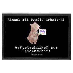 Mr. & Mrs. Panda Fußmatte Werbetechniker aus Leidenschaft - Schwarz - Geschenk, Haustürmatte, F, , Höhe: 0.5 mm