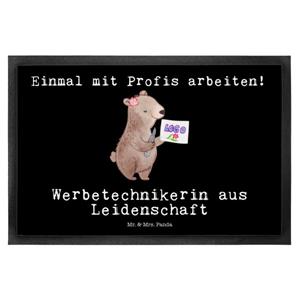 Mr. & Mrs. Panda Fußmatte Werbetechnikerin aus Leidenschaft - Schwarz - Geschenk, Türmatte, Fuß, , Höhe: 0.5 mm