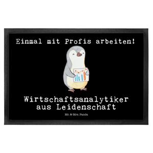Mr. & Mrs. Panda Fußmatte Wirtschaftsanalytiker aus Leidenschaft - Schwarz - Geschenk, Vorleger, , Höhe: 0.5 mm