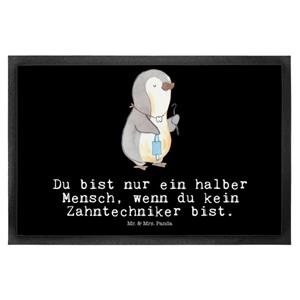 Mr. & Mrs. Panda Fußmatte Zahntechniker mit Herz - Schwarz - Geschenk, Vorleger, Schmutzfangmat, , Höhe: 0.5 mm
