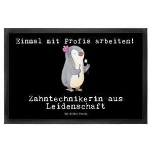 Mr. & Mrs. Panda Fußmatte Zahntechnikerin aus Leidenschaft - Schwarz - Geschenk, Rente, Beruf, , Höhe: 0.5 mm