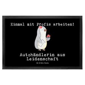 Mr. & Mrs. Panda Fußmatte Autohändlerin aus Leidenschaft - Schwarz - Geschenk, Jubiläum, Autoha, , Höhe: 0.6 mm