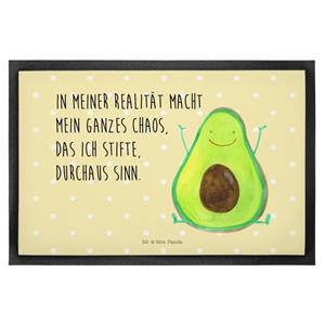 Mr. & Mrs. Panda Fußmatte Avocado Happy - Gelb Pastell - Geschenk, Matte, Türvorleger, Motivfuß, , Höhe: 0.6 mm