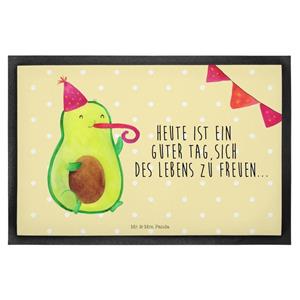 Mr. & Mrs. Panda Fußmatte Avocado Party - Gelb Pastell - Geschenk, Motivfußmatte, Klassenfeier, , Höhe: 0.6 mm