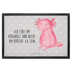 Mr. & Mrs. Panda Fußmatte Axolotl - Grau Pastell - Geschenk, Lebensstil, Schmutzfangmatte, Haus, , Höhe: 0.6 mm