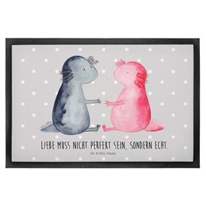 Mr. & Mrs. Panda Fußmatte Axolotl Liebe - Grau Pastell - Geschenk, Schmutzfangmatte, Ehemann, v, , Höhe: 0.6 mm