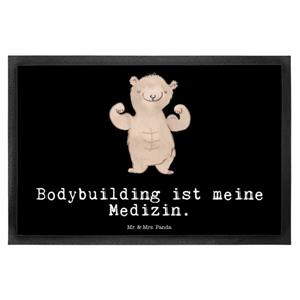 Mr. & Mrs. Panda Fußmatte Bär Bodybuilding Medizin - Schwarz - Geschenk, Vorleger, Sportler, Mu, , Höhe: 0.6 mm