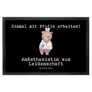 Mr. & Mrs. Panda Fußmatte Anästhesistin aus Leidenschaft - Schwarz - Geschenk, Narkoseärztin, v, , Höhe: 0.6 mm