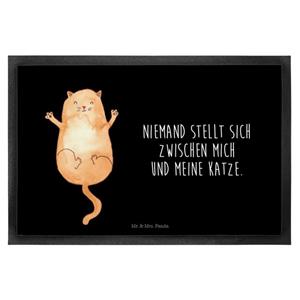 Mr. & Mrs. Panda Fußmatte 40 x 60 cm Katzen Umarmen - Schwarz - Geschenk, Haustürmatte, Liebe, , Höhe: 0 mm