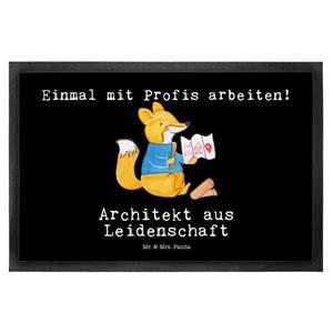 Mr. & Mrs. Panda Fußmatte Architekt aus Leidenschaft - Schwarz - Geschenk, Bauarbeiter, Matte, , Höhe: 0.6 mm