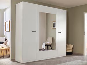 Mobistoxx Kledingkast FLORILLA 4 deuren 226 cm wit met spiegel