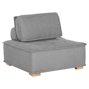 beliani Mittelstück Grau Polyester / Gummibaumholz Sesselmodul für Wohnzimmer Minimalistisch Elegant - Heller Holzfarbton