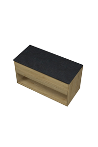 Proline Top wastafelonderkast met 2 laden symmetrisch en afdekplaat hardsteen 120 x 46 x 52 cm, ideal oak