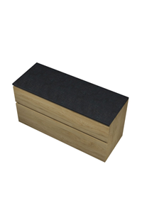 Proline Top wastafelonderkast met 2 laden asymmetrisch en afdekplaat hardsteen 120 x 46 x 60 cm, ideal oak