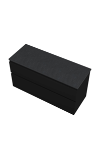 Proline Top wastafelonderkast met 2 laden asymmetrisch en afdekplaat hardsteen 120 x 46 x 60 cm, mat zwart