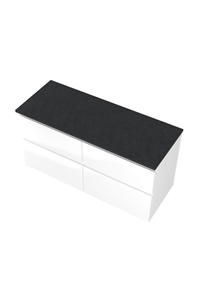 Proline Top wastafelonderkast met 4 laden asymmetrisch en afdekplaat hardsteen 120 x 46 x 60 cm, glans wit