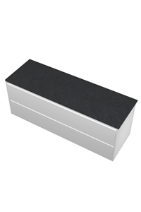 Proline Top wastafelonderkast met 2 laden symmetrisch en afdekplaat hardsteen 140 x 46 x 52 cm, mat wit