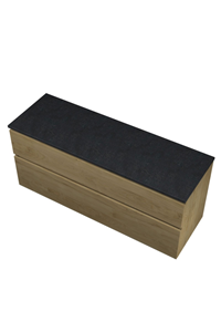 Proline Top wastafelonderkast met 2 laden asymmetrisch en afdekplaat hardsteen 140 x 46 x 60 cm, ideal oak