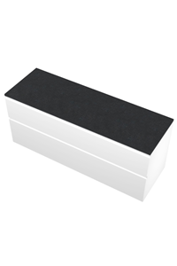 Proline Top wastafelonderkast met 2 laden asymmetrisch en afdekplaat hardsteen 140 x 46 x 60 cm, glans wit