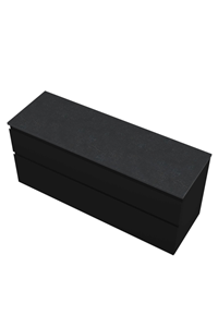 Proline Top wastafelonderkast met 2 laden asymmetrisch en afdekplaat hardsteen 140 x 46 x 60 cm, mat zwart